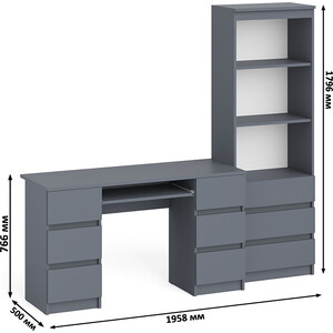 Комплект СВК Мори Стол компьютерный МС-2 + Стеллаж МСТ600.3, цвет графит в Москвe