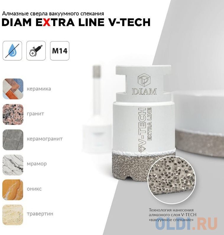 Сверло алмазное DIAM 16x35xМ14 Extra Line V-TECH (в.спекание)   НОВИНКА! DIAM