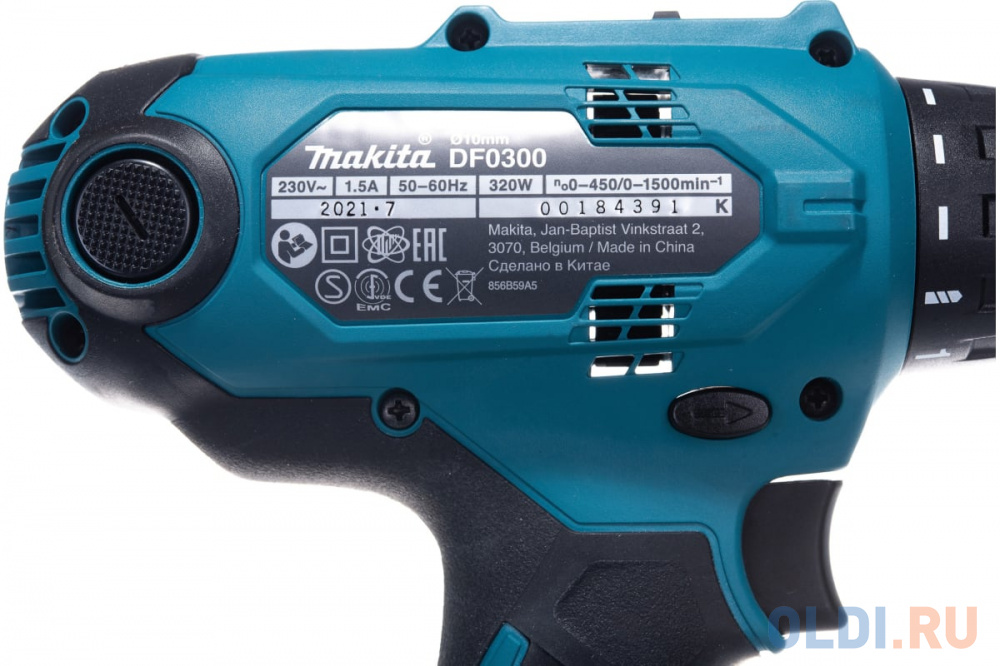 Makita DF0300X3 Дрель,320Вт,БЗП-10мм,0-450\\0-1500об\\м,1.2кг,кор,D-65028