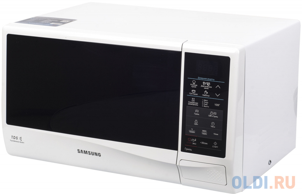 Микроволновая печь Samsung GE83KRW-2, гриль, 800Вт, 23л, эл. управление, защита от детей, белый [GE83KRW-2/BW]