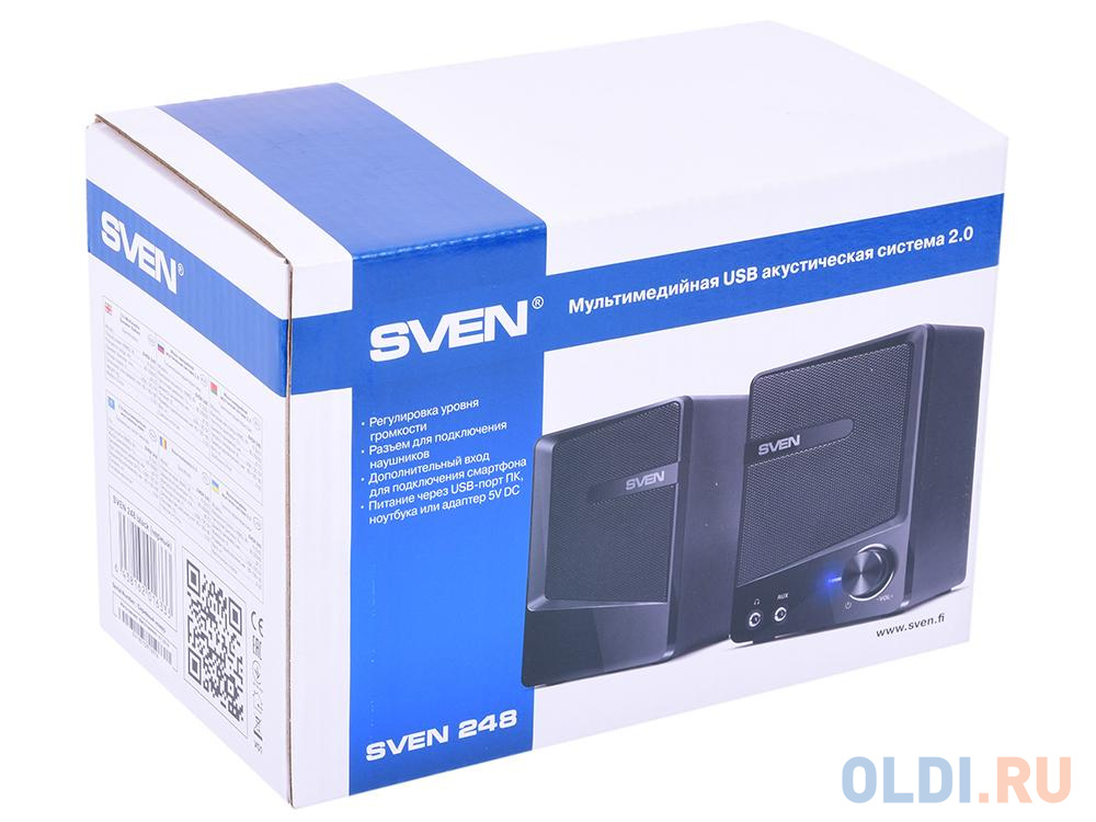 Колонки Sven 248,чёрный, USB, 2.0, мощность 2x3 Вт(RMS)