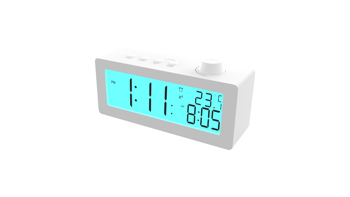 Часы Ritmix CAT-111, синяя подсветка, 3xAAA, будильник, температура, дата, белый