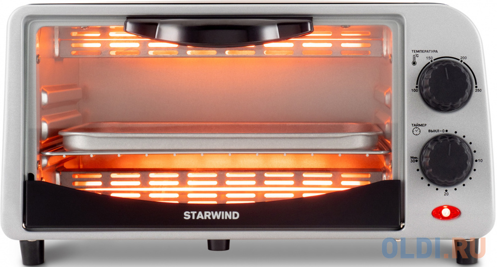Мини-печь Starwind SMO2042 9л. 800Вт черный/серебристый