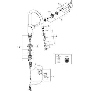 Смеситель для кухни Grohe Concetto с выдвижным изливом, суперсталь (31483DC2)