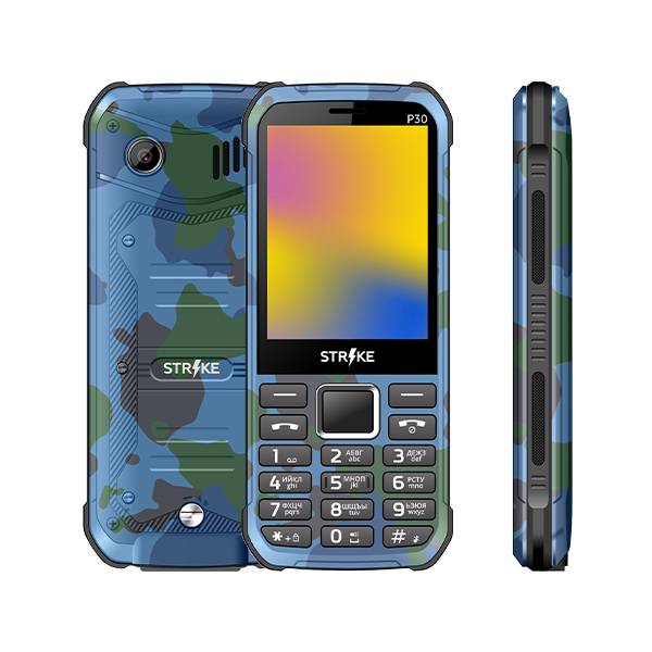 Мобильный телефон Strike P30, 2.8" 320x240 TN, 32Mb RAM, 32Mb, BT, 1xCam, 2-Sim, 2500 мА·ч, micro-USB, армейский зеленый