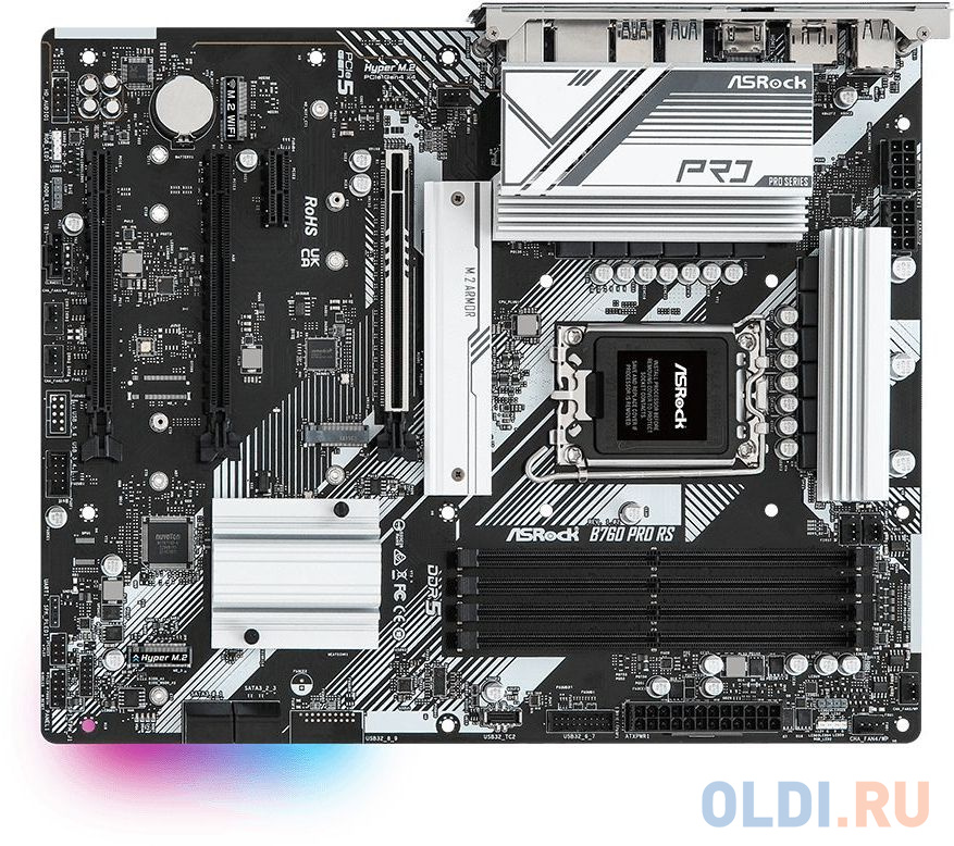 Материнская плата Asrock B760 PRO RS Soc-1700 Intel B760 4xDDR5 ATX AC`97 8ch(7.1) 2.5Gg RAID+HDMI+DP в Москвe