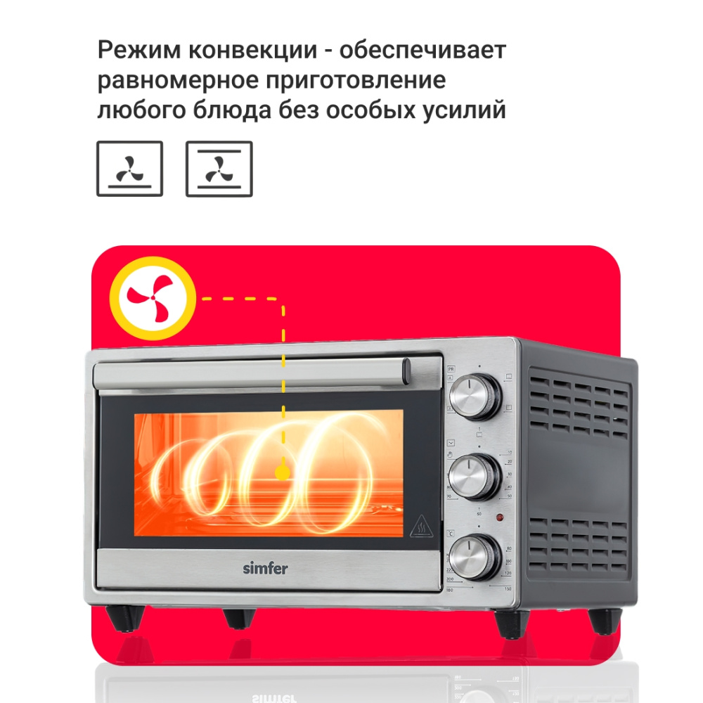 Мини-печь Simfer M2503 Albeni Compact, 5 режимов работы в Москвe