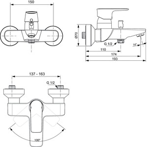 Смеситель для ванны Ideal Standard Connect Air (A7033AA)