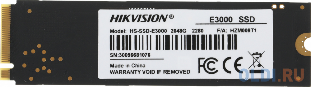 Твердотельный накопитель Hikvision 2 ТБ M.2 HS-SSD-E3000/2048G