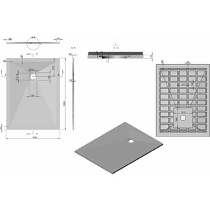 Душевой поддон Vincea VST-4SR 120х90 с сифоном, серый (VST-4SR9012G, Vsph-D132)