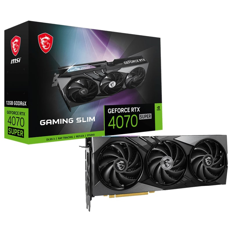 Видеокарта MSI GeForce RTX 4070 Super 12G Gaming Slim 2475MHz PCI-E 4.0 12288Mb 21000MHz 192-bit 3xDP HDMI RTX 4070 SUPER 12G GAMING SLIM