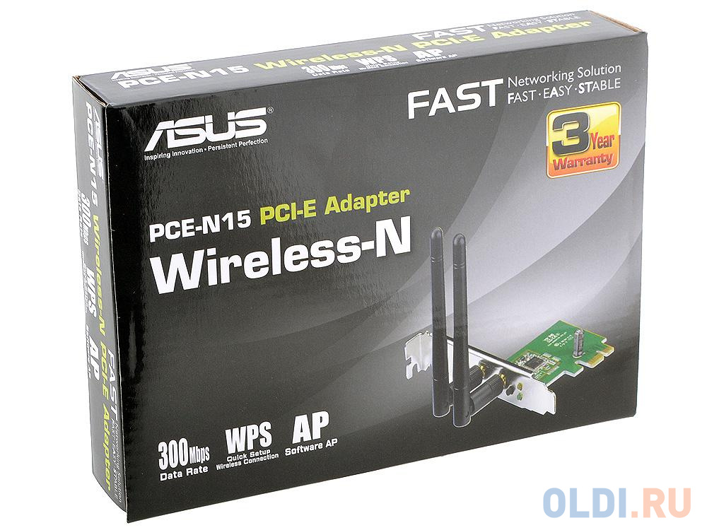 Беспроводная сетевая карта ASUS PCE-N15 Беспроводной адаптер Wi-Fi с интерфейсом PCI Express 300Mbps