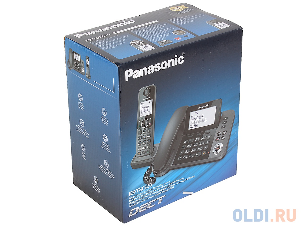 Телефон DECT Panasonic KX-TGF320RUM АОН, Стационар 3,4" + Трубка, Caller ID 50, Эко-режим, Память 100, Black-List, Автоответчик