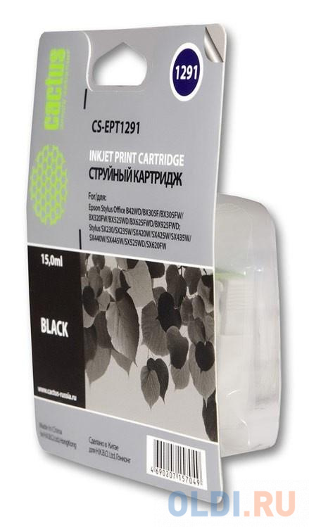 Картридж Cactus CS-EPT1291 для Epson Stylus Office B42/BX305/BX305F/BX320 15мл черный