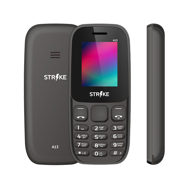 Мобильный телефон Strike A13, 1.77" 160x128 TFT, 32Mb RAM, 32Mb, BT, 2-Sim, 600 мА·ч, micro-USB, черный