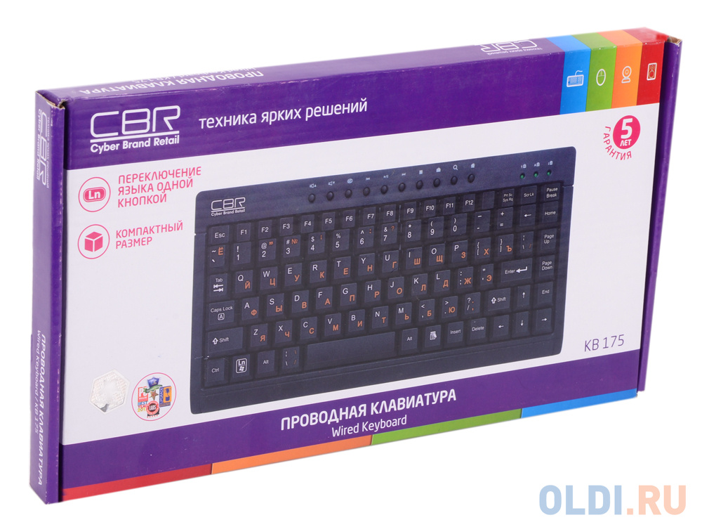 Клавиатура CBR KB 175, мини, металлическое дно, мультимедия, 87 кн. + 10 доп., USB