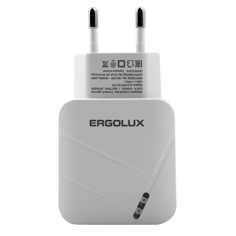 Зарядное устройство Ergolux USB+Type-C White ELX-PA01QC-C01 в Москвe