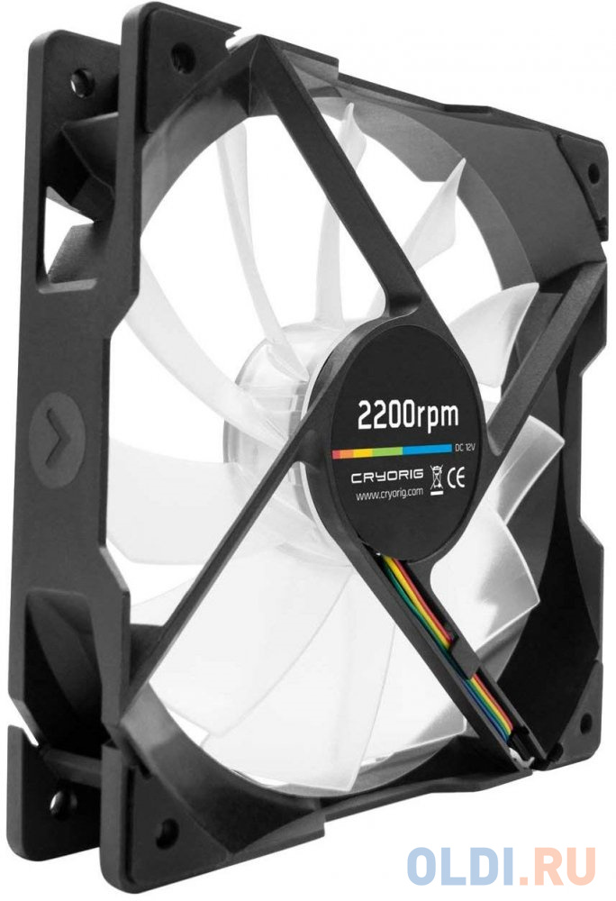 Вентилятор Cryorig QF120 Performance LED, 120x120x25.4 мм, 600-2200 об/мин, 13-37 дБА, PWM, подсветка