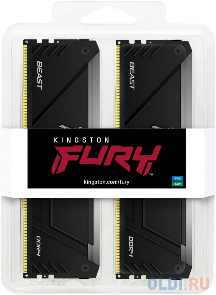 Память DDR4 2x16GB 3200MHz Kingston KF432C16BB2AK2/32 Fury Beast RGB RTL Gaming PC4-25600 CL16 DIMM 288-pin 1.35В kit single rank с радиатором Ret в Москвe