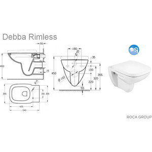 Унитаз подвесной безободковый Roca Debba Rimless с микролифтом (34699L00Y, ZRU9302826) в Москвe