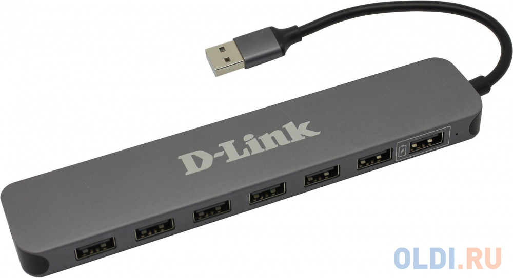 Концентратор USB 2.0 D-Link DUB-H7 7 x USB 2.0 черный серебристый