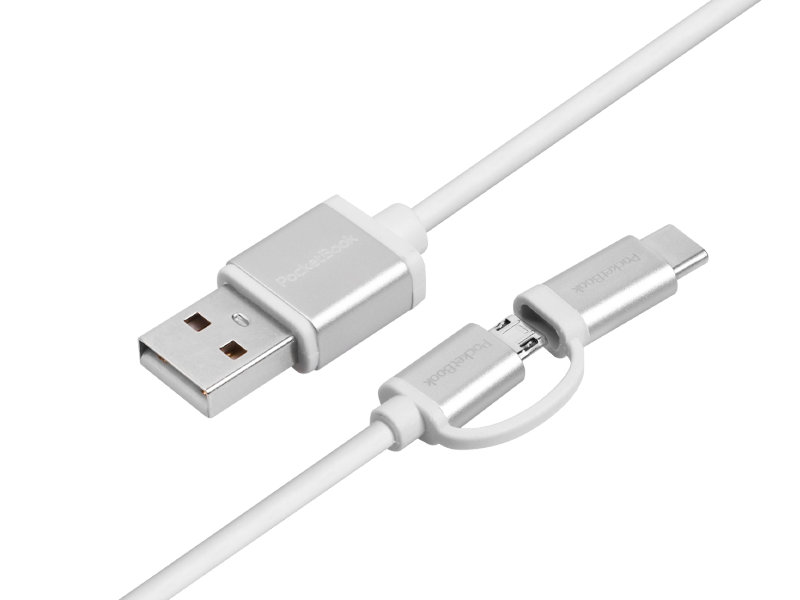 Аксессуар PocketBook USB - USB Type-C - microUSB White W-2-1-USB-C-M-A-RU