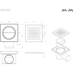 Душевой лоток Am.Pm PrimeFlow затвор Cut Gradient 10 см, хром (W02BD-P11-010-01SB)