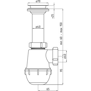 Сифон для кухонной мойки АНИ пласт Грот с решеткой D70 (A0500)