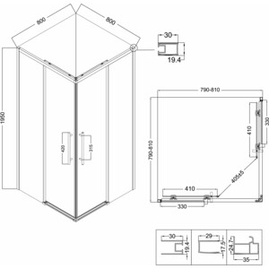 Душевой уголок Niagara Nova 80x80 прозрачный, черный матовый (NG-6828-34BLACK)