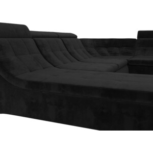 П-образный модульный диван Лига Диванов Холидей Люкс велюр черный