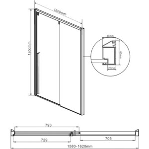 Душевая дверь Vincea Lugano VDS-1L-1 160х195 прозрачная, хром (VDS-1L160CL-1) в Москвe