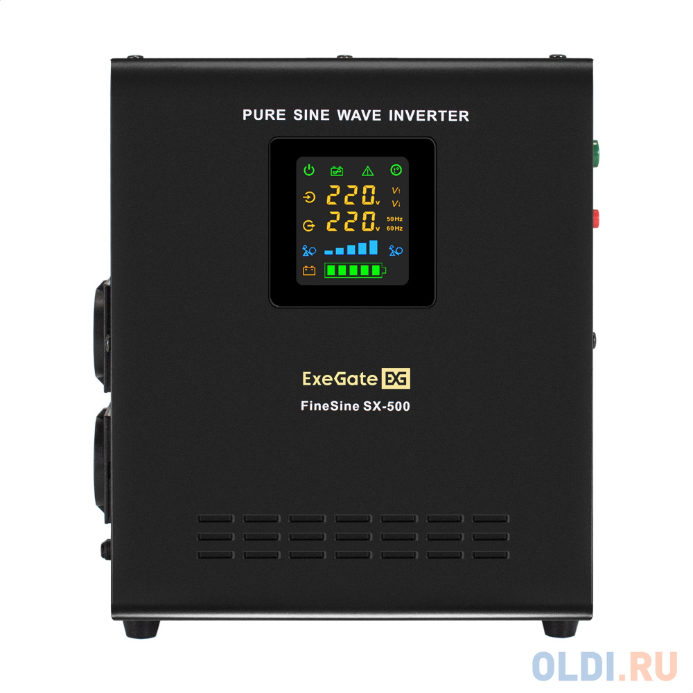 Комплект ИБП EX295995RUS + батарея 100Aч EX282985RUS 1шт (инвертор, синус, для котла, настенный) ExeGate FineSine SX-500.LCD.AVR.2SH <500VA/300W, ч