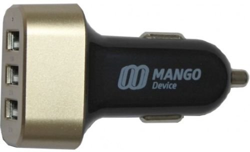Автомобильное зарядное устройство MANGO Device, 3xUSB, 5.1А, QC, черный/золотистый (XBX-017)