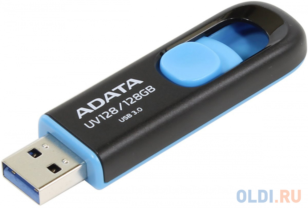 Внешний накопитель 128GB USB Drive ADATA USB 3.1 UV128 черно-синяя выдвижная AUV128-128G-RBE