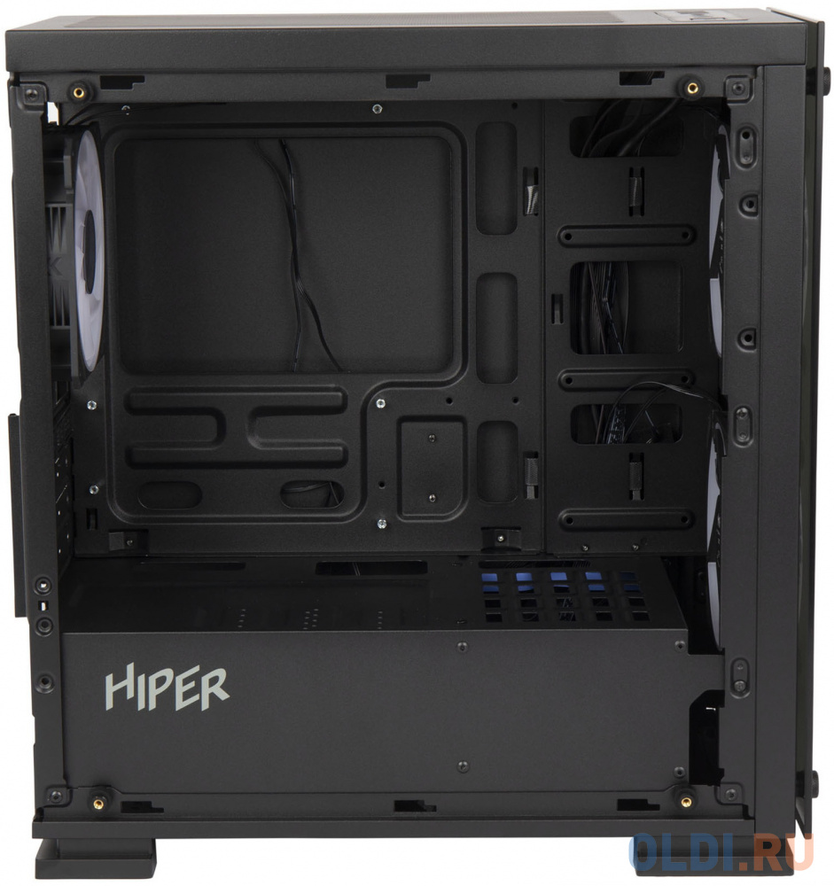 Корпус Hiper M65 черный без БП ATX 3x120mm 1xUSB2.0 1xUSB3.0 audio bott PSU