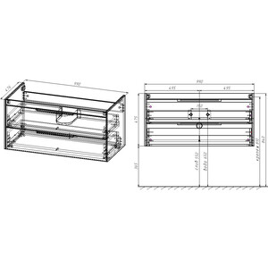 Тумба с раковиной Vincea Chiara 2D 100х47 T.Oak, раковина черная (VMC-2C2100TO, VCB-13100B)