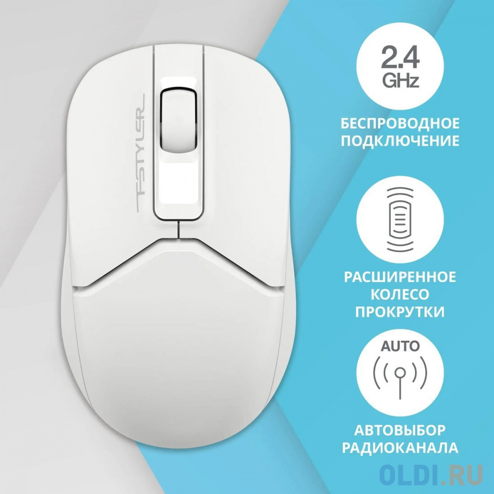 A-4Tech Мышь Fstyler FG12 Panda white/black optical (1200dpi) cordless USB (3but) [1454150] в Москвe