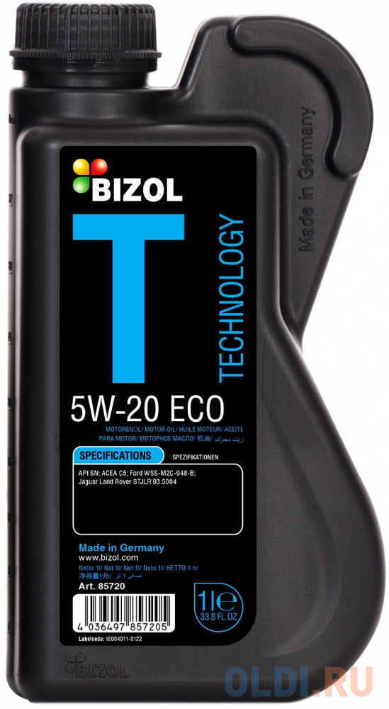 85720 BIZOL НС-синт. мот.масло Technology 5W-20 SN C5 (1л)