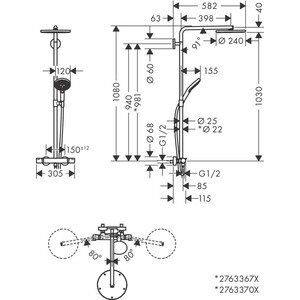 Душевая система Hansgrohe Raindance Select S золото (27633990)