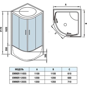 Душевой бокс WeltWasser WW500 Emmer 12055 с гидромассажем 120х120х217 (10000003289) в Москвe