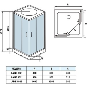 Душевая кабина WeltWasser WW500 Laine 1002 с крышей 100х100х217 (10000003263)