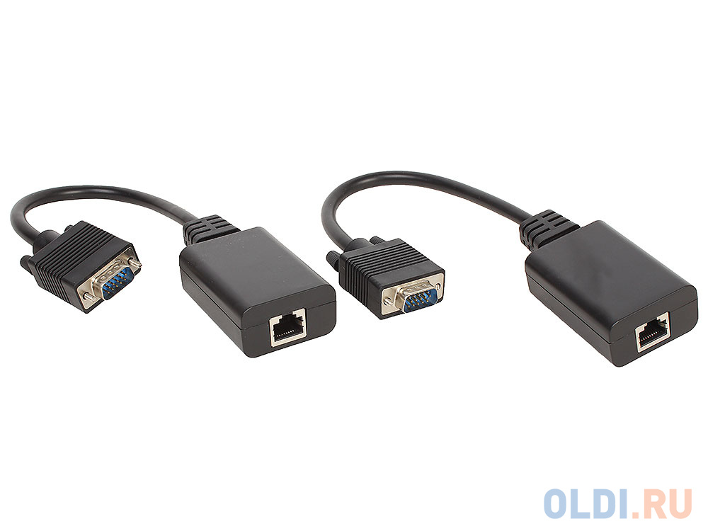 VGA extender Orient VE062, удлинитель до 60 м по витой паре, Full HD 1080p (1920x1080), подключается 1 кабель UTP Cat5e/6, не требуется внешнее питани