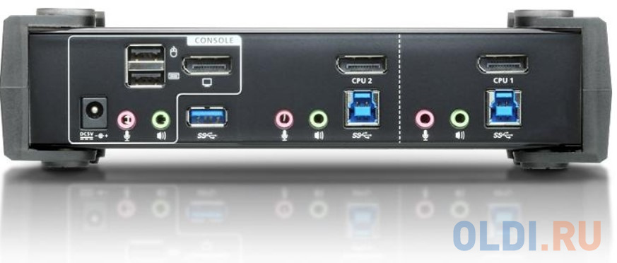 Переключатель KVM ATEN  CS1922-AT-G Переключатель, электрон., KVM+Audio+USB 3.0,  1 user USB+DP =>  2 cpu USB+DP, со шнурами DP 2x1.5м.+USB 2х1.8м.