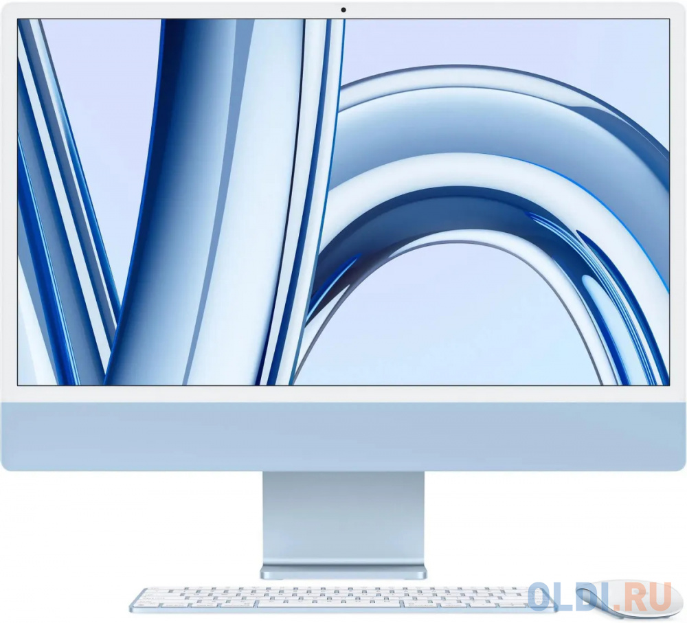 Моноблок Apple iMac A2874 24" 4.5K M3 8 core (4.05) 16Gb SSD256Gb 8 core GPU macOS WiFi BT 143W клавиатура мышь Cam синий 4480x2520