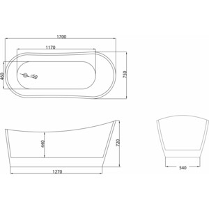 Акриловая ванна Grossman Galaxy 170x75 белая глянцевая (GR-2102) в Москвe