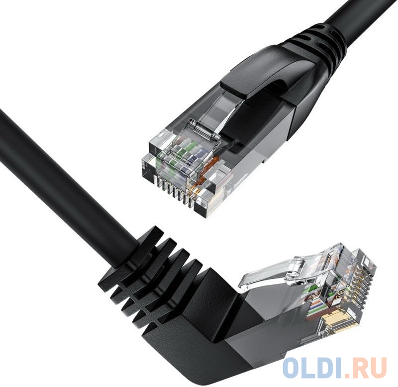 GCR Патч-корд прямой 0.5m UTP кат.5e, черный, верхний угол, литой, ethernet high speed, RJ45, T568B, GCR-53198 в Москвe