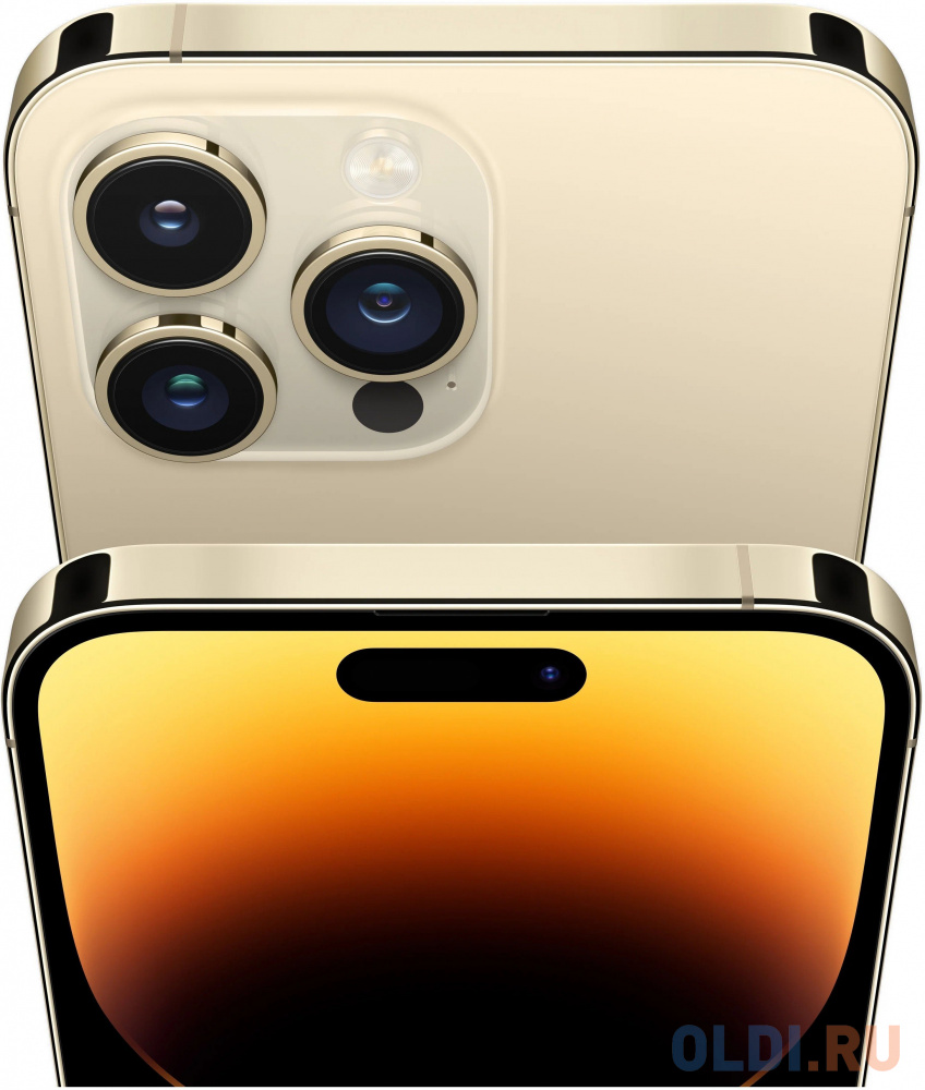Смартфон Apple A2892 iPhone 14 Pro 128Gb 6Gb золотой моноблок 3G 4G 2Sim 6.1" 1179x2556 iOS 16 48Mpix 802.11 a/b/g/n/ac/ax NFC GPS GSM900/1800 GS