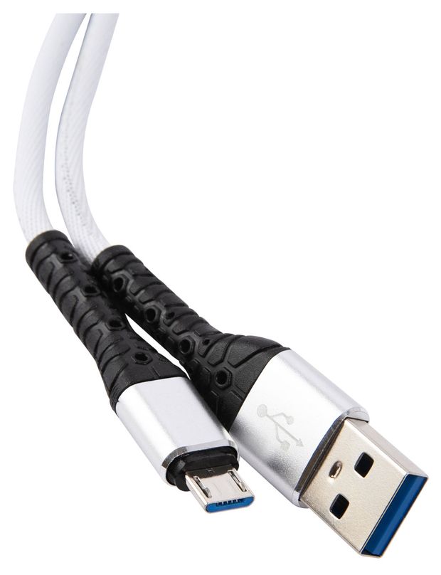 Дата-кабель mObility USB – microUSB, 3А, тканевая оплетка, белый УТ000024533 в Москвe