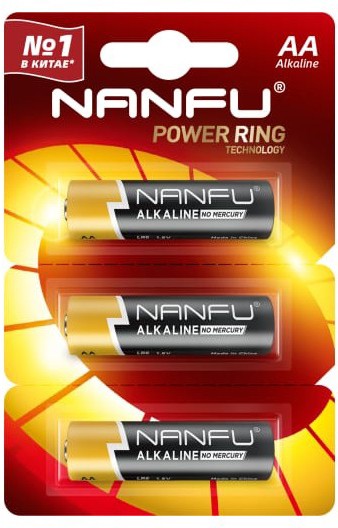 Батарея Nanfu AA (LR6), 1.5V, 3 шт. (LR6-3B(2+1))