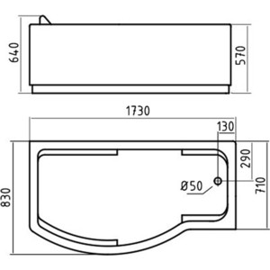 Акриловая ванна Gemy 173x83 с гидромассажем (G9010 B R)